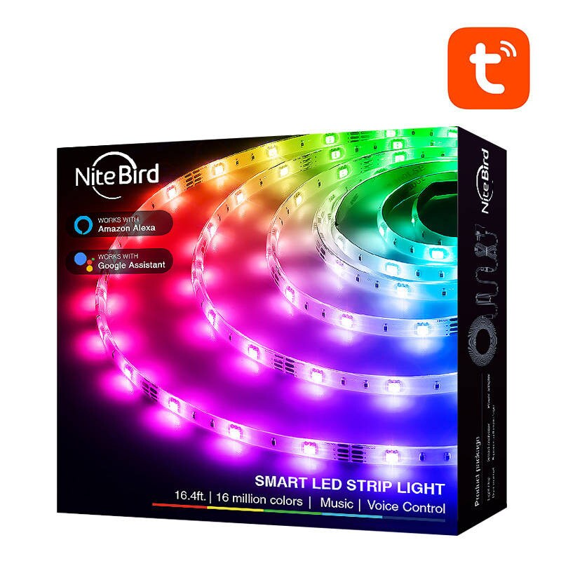 Smart WiFi RGB LED-ljusremsa NiteBird SL3 (2x5m), Tuya