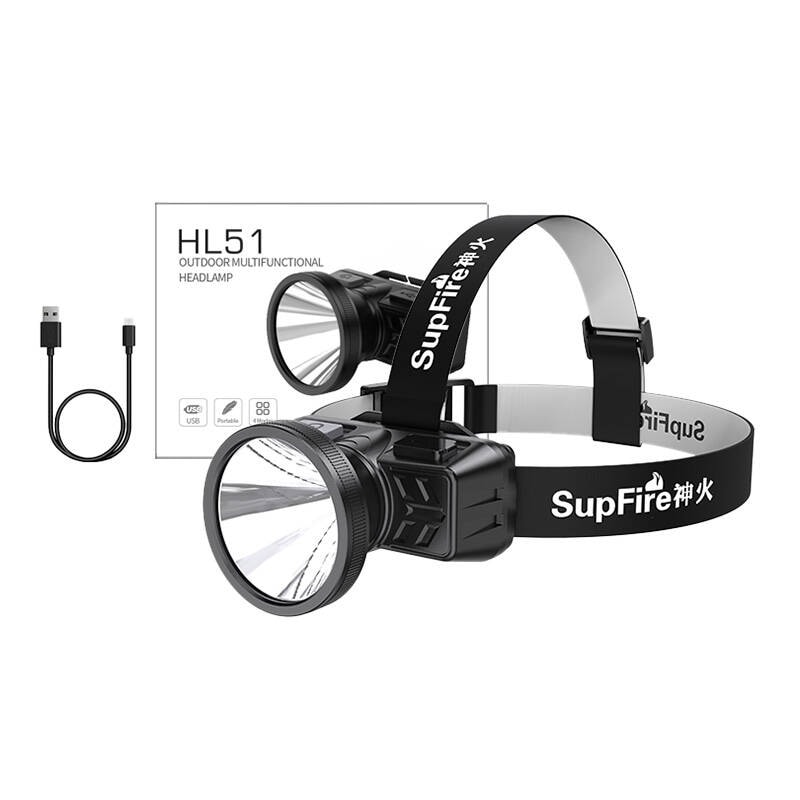 Superfire HL51 pannlampa ficklampa, 160 lm, mikro-USB, 4 lägen, 300 m
