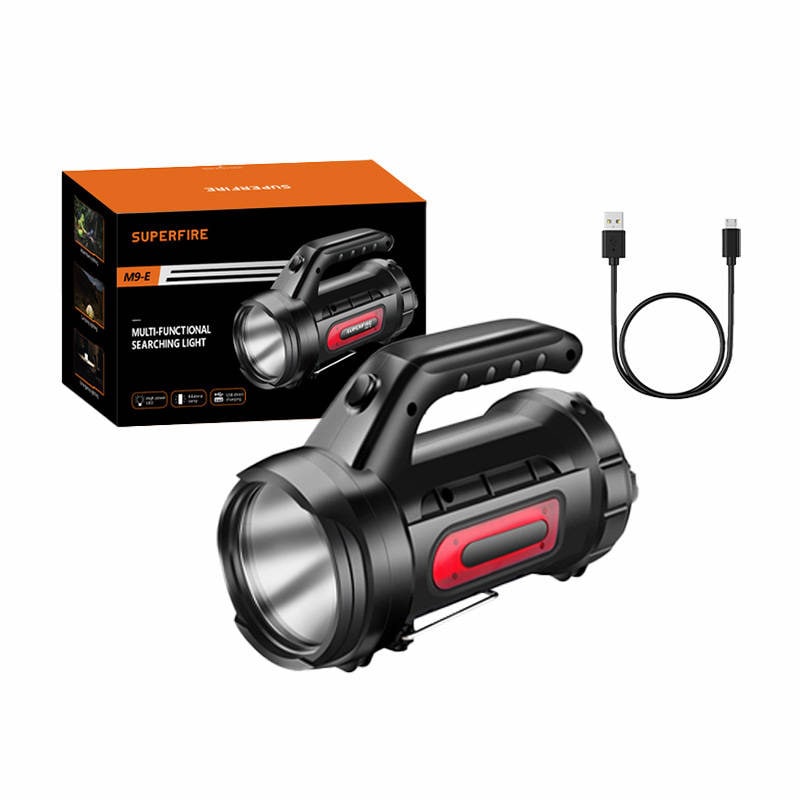 Superfire M9-E sökarljus - 900 lm, 473 m, 6000 mAh, 5h drift, powerbank