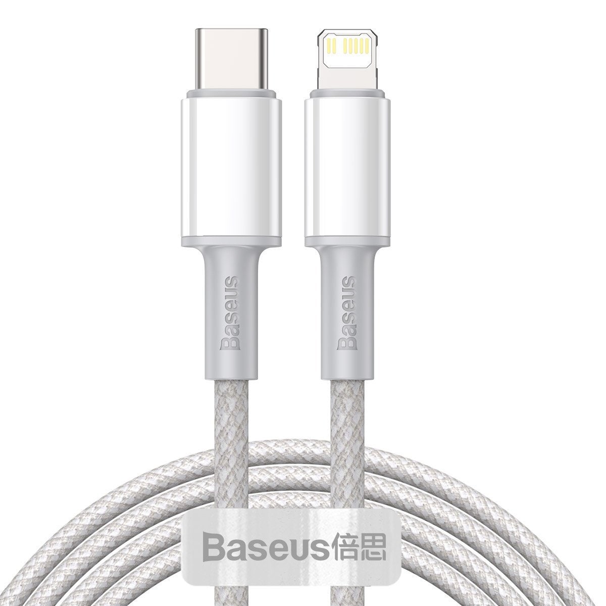USB-C till Lightning Baseus Flätad kabel med hög densitet, 20W, PD, 2m (vit)