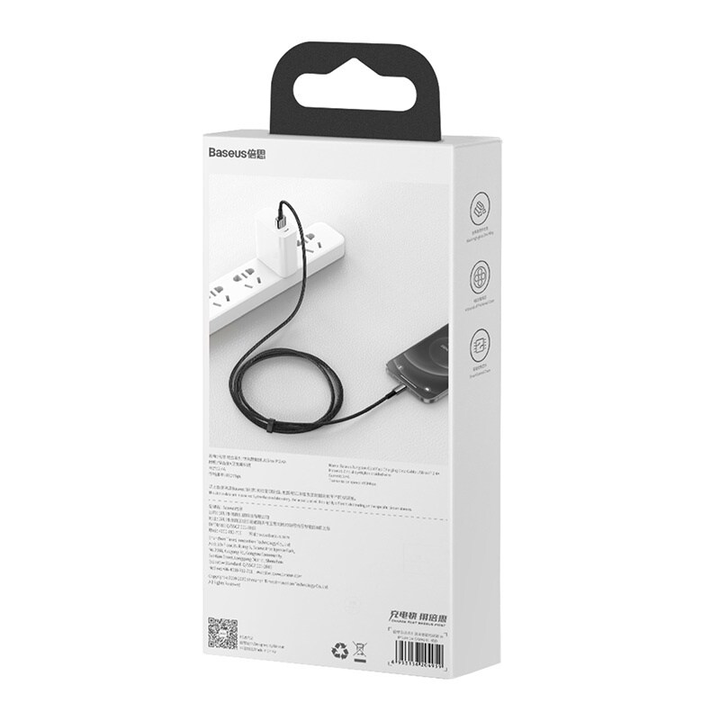Baseus Tungsten guldkabel USB till iP 2,4A 2m (svart)