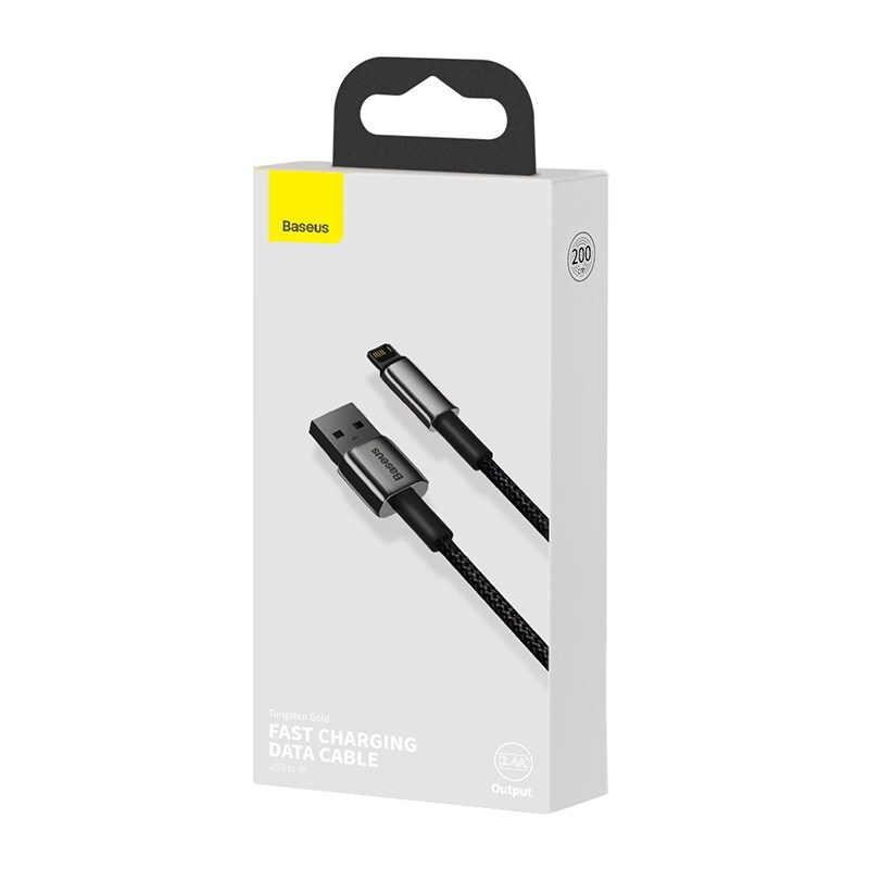 Baseus Tungsten guldkabel USB till iP 2,4A 2m (svart)
