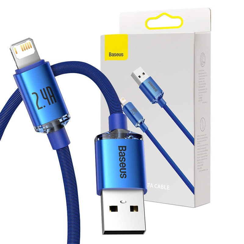 Baseus Crystal Shine-kabel USB till Lightning, 2,4 A, 1,2 m (blå)