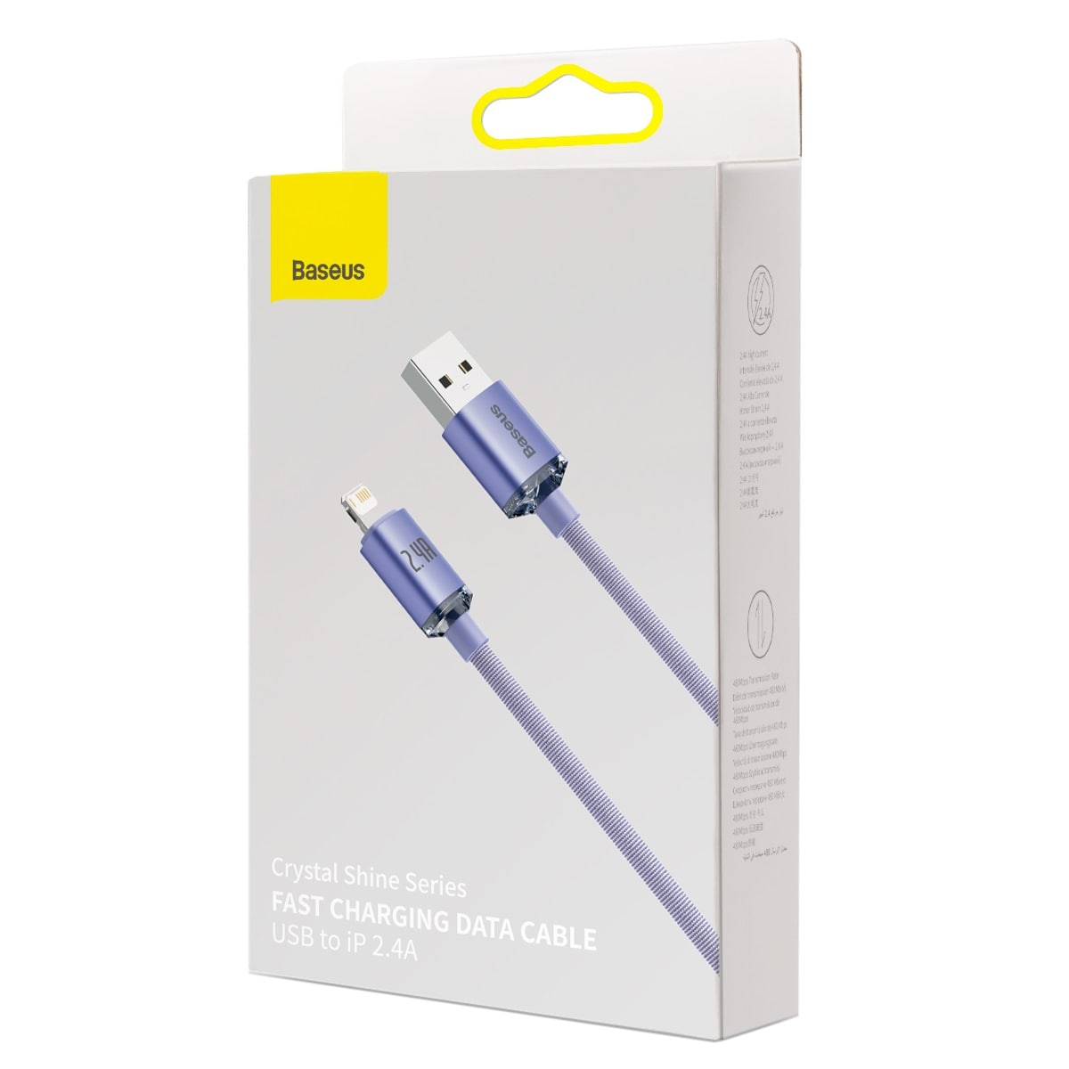 Baseus Crystal Shine-kabel USB till Lightning, 2,4 A, 1,2 m (lila)