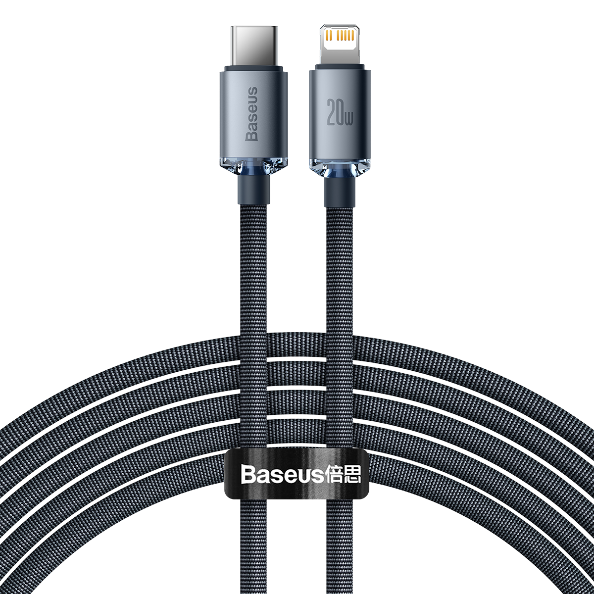 Baseus Crystal Shine-kabel USB-C till Lightning, 20W, PD, 2m (svart)