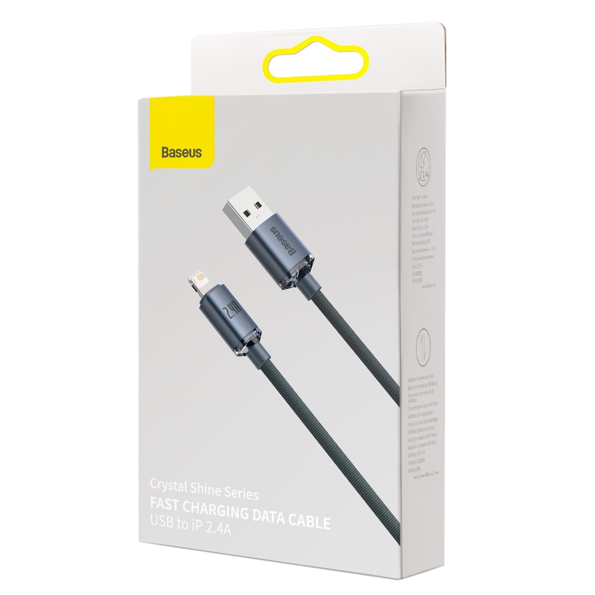 Baseus Crystal Shine-kabel USB till Lightning, 2,4 A, 2 m (svart)