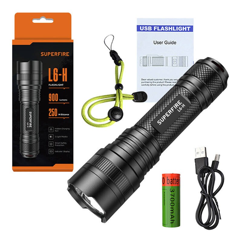 Superfire L6-H ficklampa, 900 lm, 15W, USB-C, 5 lägen