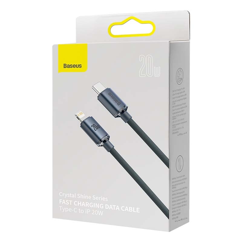 Baseus Crystal-kabel USB-C till Lightning, 20W, PD, 1,2m (svart)