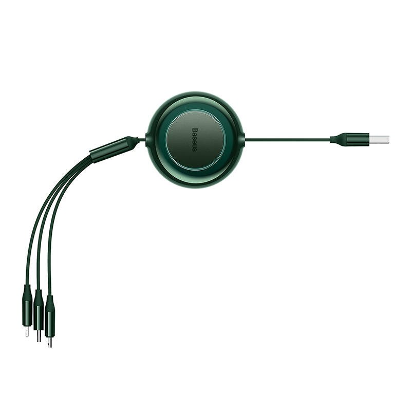 Baseus Bright Mirror 2, USB 3-i-1-kabel för mikro-USB / USB-C / Lightning 3,5A 1,1 m (grön)