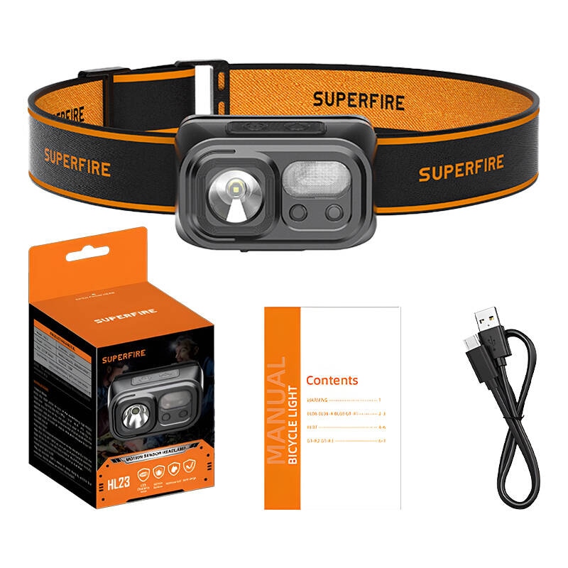Superfire HL23 pannlampa ficklampa, 220 lm, USB-C, powerbank