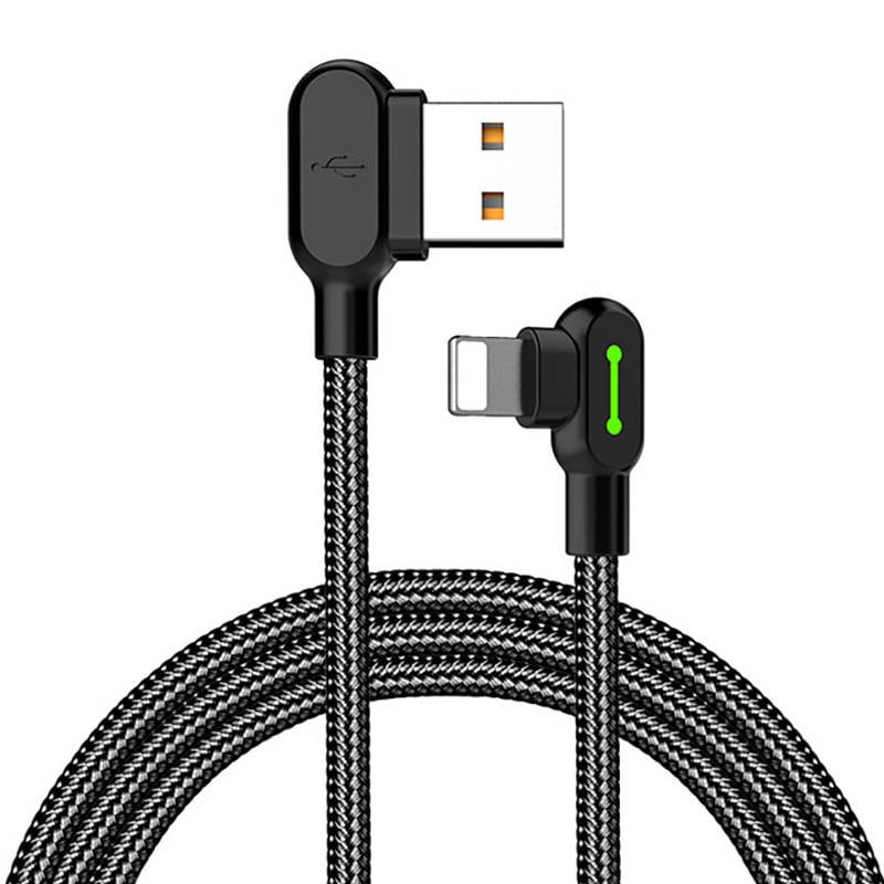 Vinkel USB Lightning-kabel Mcdodo CA-4671 LED, 1,2 m (svart)