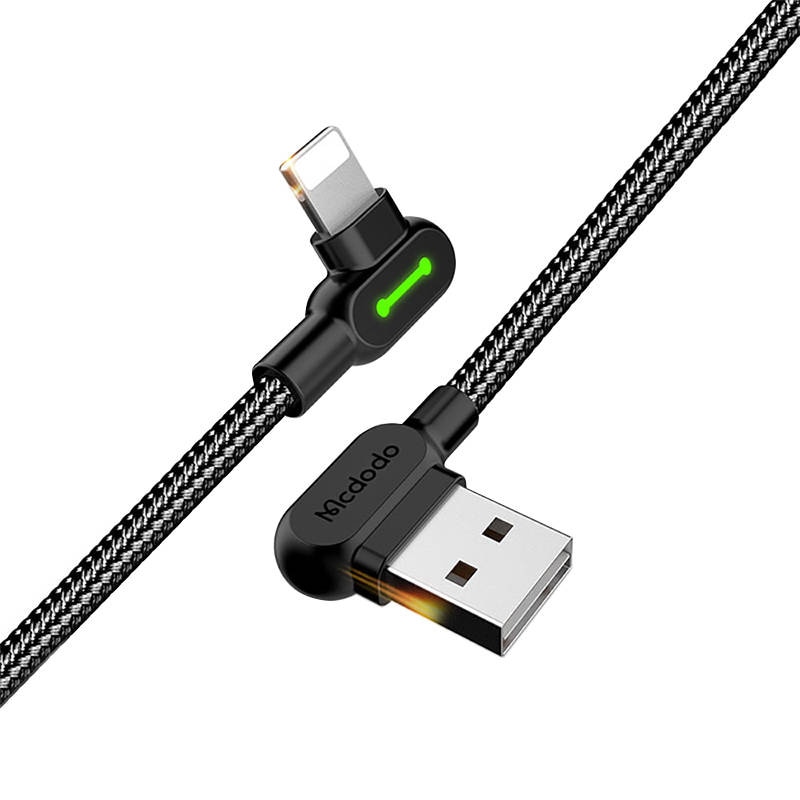 USB- till Lightning-kabel, Mcdodo CA-4673, vinklad, 1,8 m (svart)