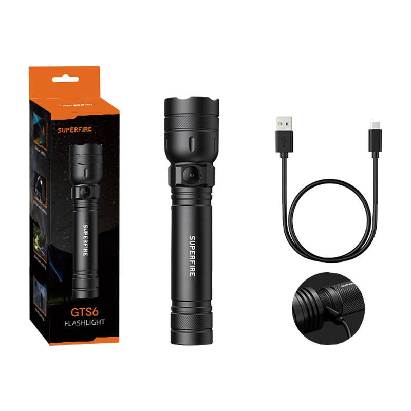Superfire GTS6 ficklampa, 360 lm, USB-C, 7W, 5 lägen, 150m