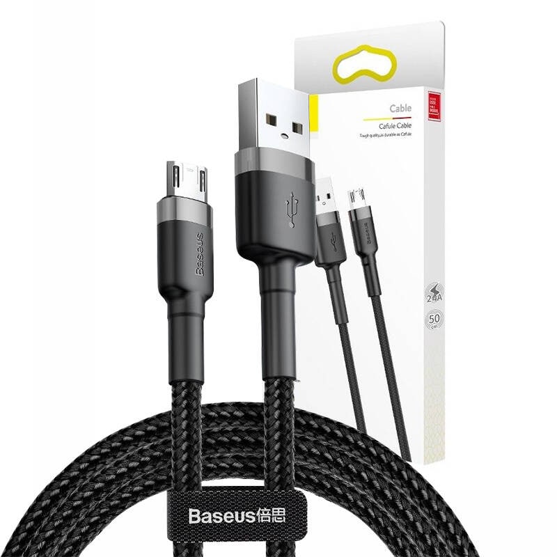 Baseus Cafule Micro USB-kabel 2,4A 1m (grå + svart)
