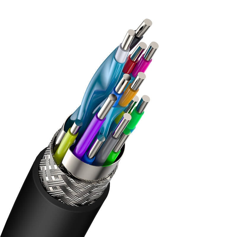 Baseus 2x HDMI 2.0 4K 30Hz-kabel, 3D, HDR, 18Gbps, 8m (svart)