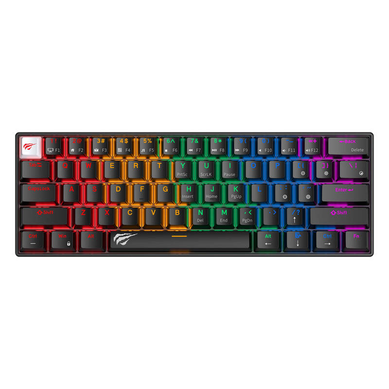 Havit KB903L kabelanslutet mekaniskt RGB-tangentbord för spel (svart) (QWERTY)