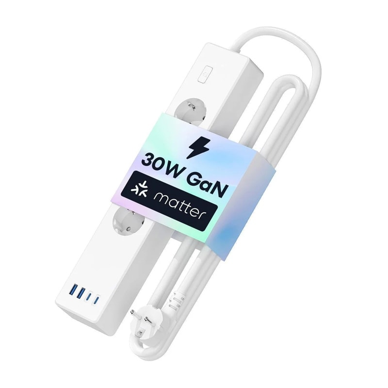 Meross MSP844(EU) smart snabbladdande grenuttag, 4 uttag + 2x USB-A + 2x USB-C (Matter)