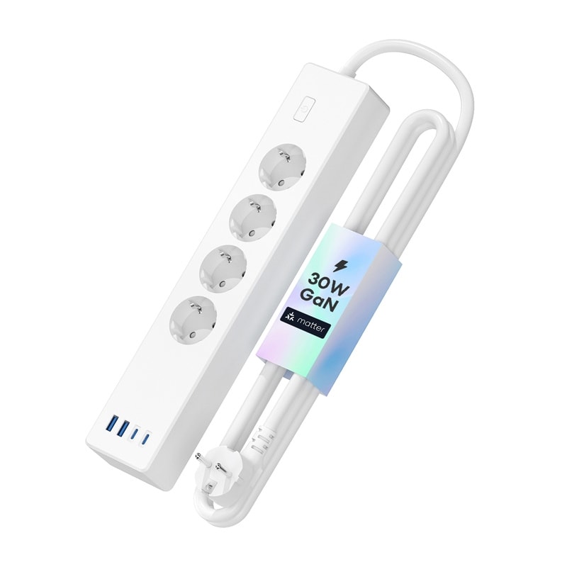 Meross MSP844(EU) smart snabbladdande grenuttag, 4 uttag + 2x USB-A + 2x USB-C (Matter)