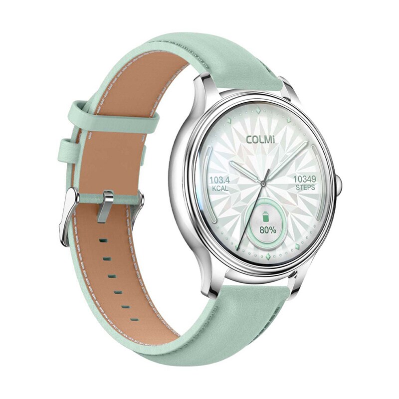 COLMI L28 Smart Watch (Silvergrön + grönt läderarmband)