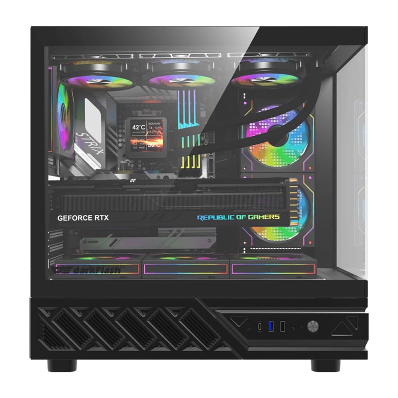 DarkFlash DS950V datorchassi med display (svart) + 6 fläktar