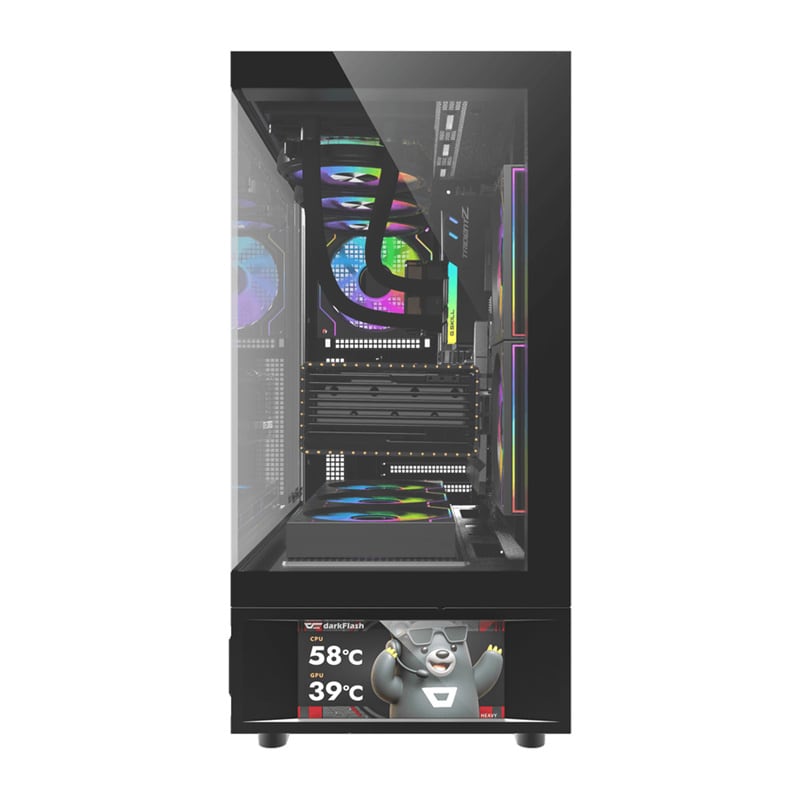 DarkFlash DS950V datorchassi med display (svart) + 6 fläktar