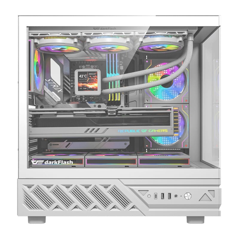 DarkFlash DS950V datorchassi med display (vit) + 6 fläktar