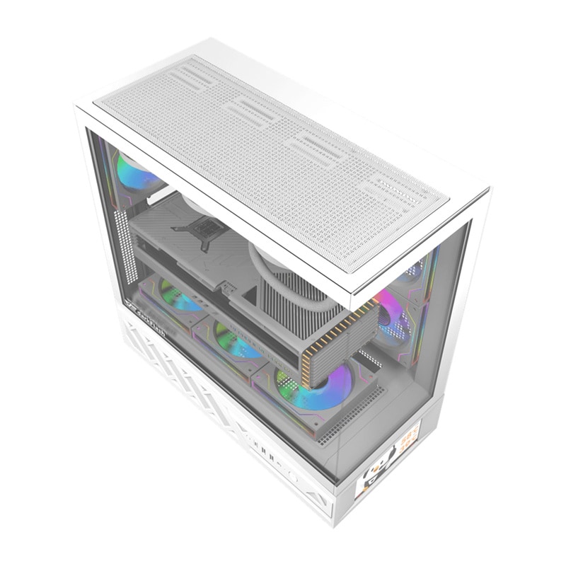 DarkFlash DS950V datorchassi med display (vit) + 6 fläktar