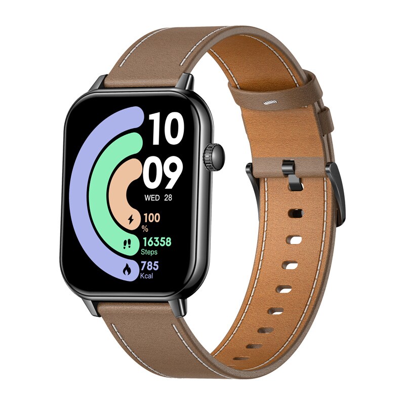 COLMI C28 Smartwatch - Svart + Brunt läderarmband