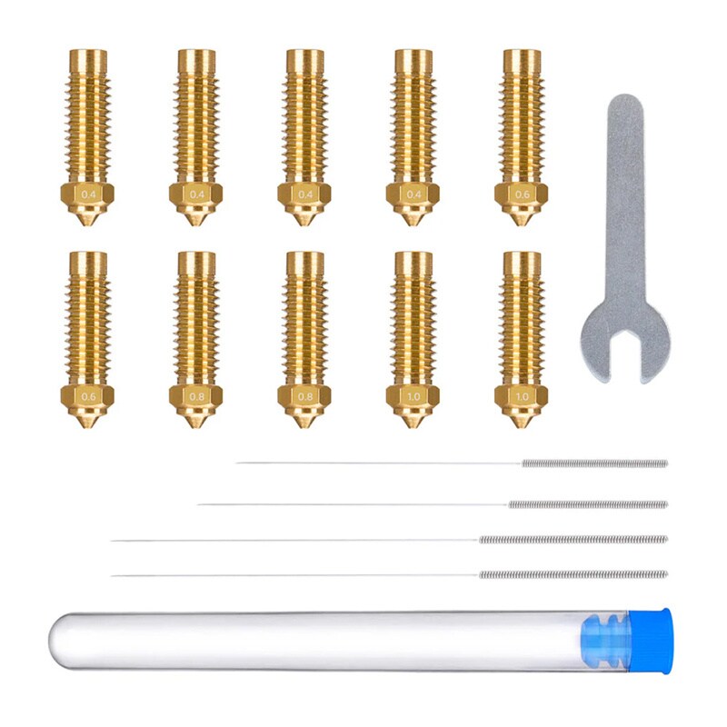 ELEGOO Neptune 4 Plus / 4 Max mässingsmunstyckssats (0,4 mm x4, 0,6 mm x2, 0,8 mm x2, 1,0 mm x2)