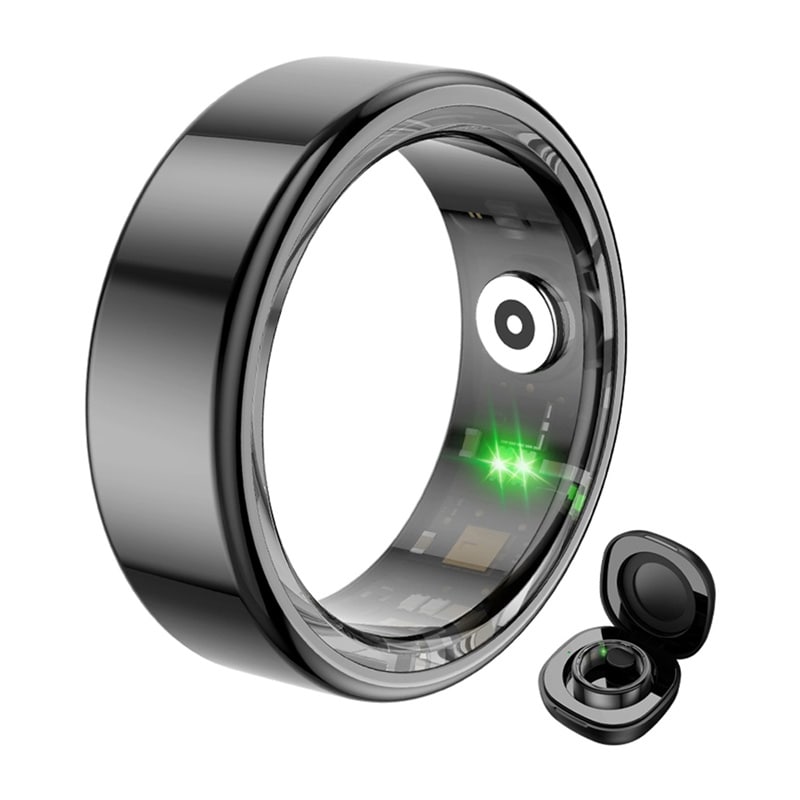 COLMI R02 Smart Ring, størrelse 9, 18,9 mm (svart) + ladeetui