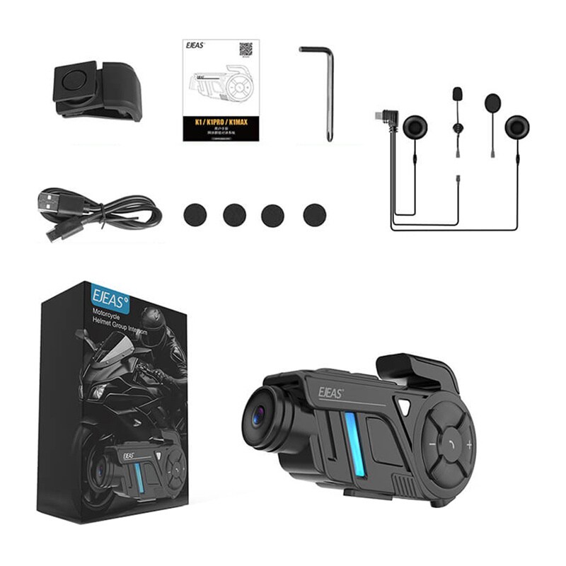 EJEAS K1Pro intercom för motorcykel med inspelare
