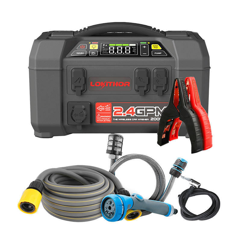 Lokithor AW401 startbooster 2500A + powerbank 20 000mAh + kompressor + ficklampa + tvätt (5-i-1)