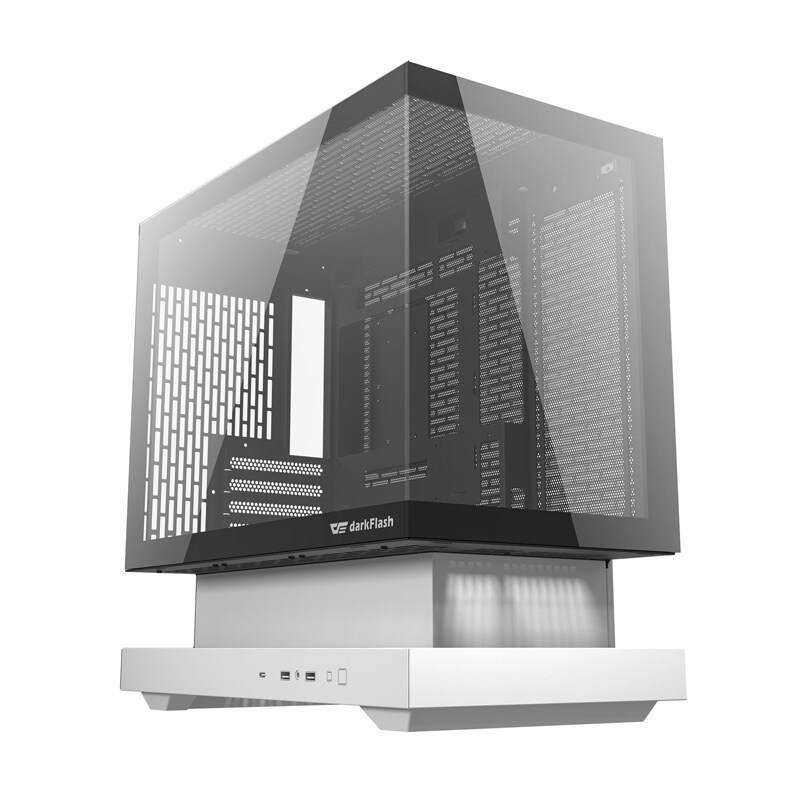 Darkflash F1-datorchassi (vit) + 6 ARGB-fläktar