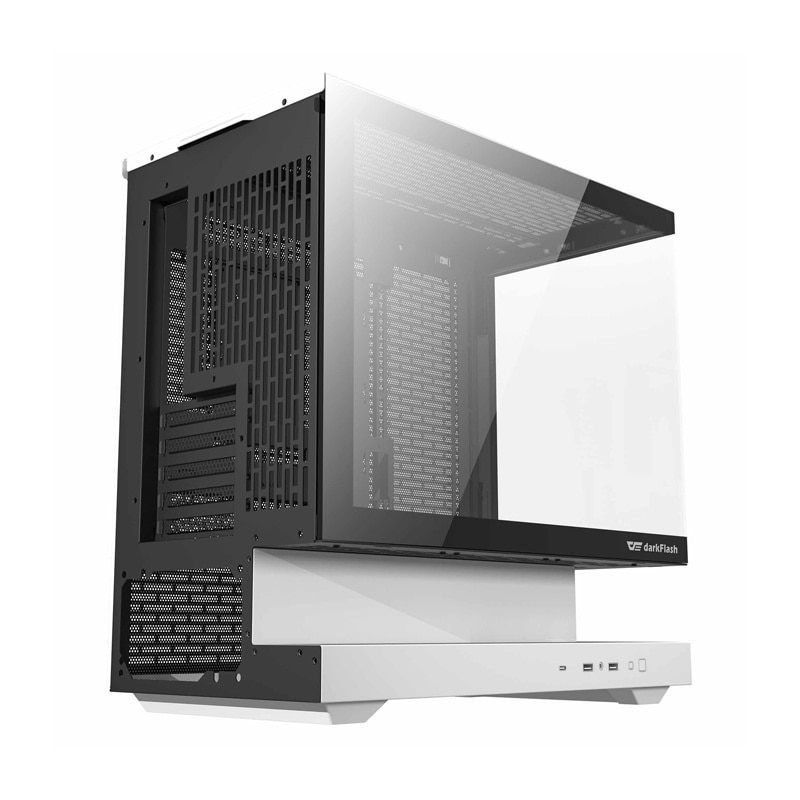 Darkflash F1-datorchassi (vit) + 6 ARGB-fläktar