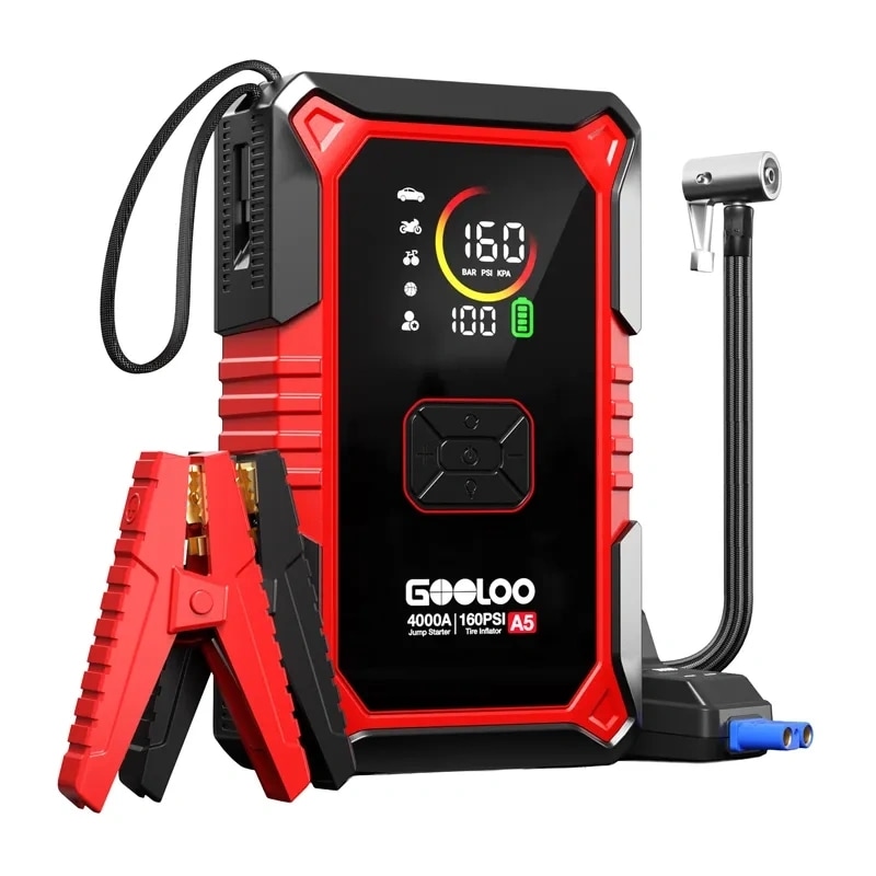 GOOLOO A5 2-i-1-startbooster med kompressor