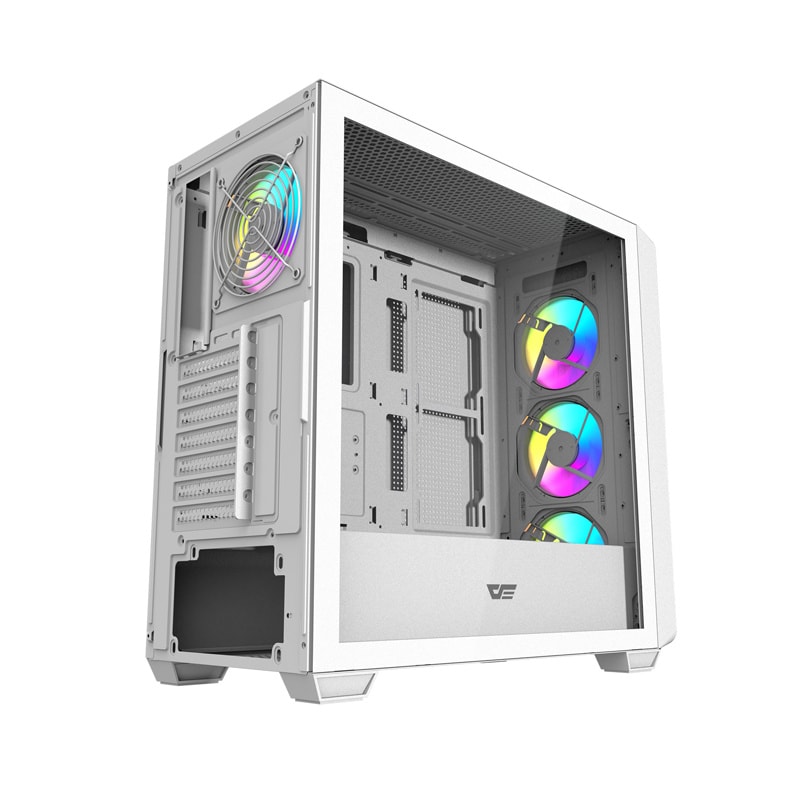 Darkflash DS900WD ATX-datorchassi (vitt) + 4 fläktar