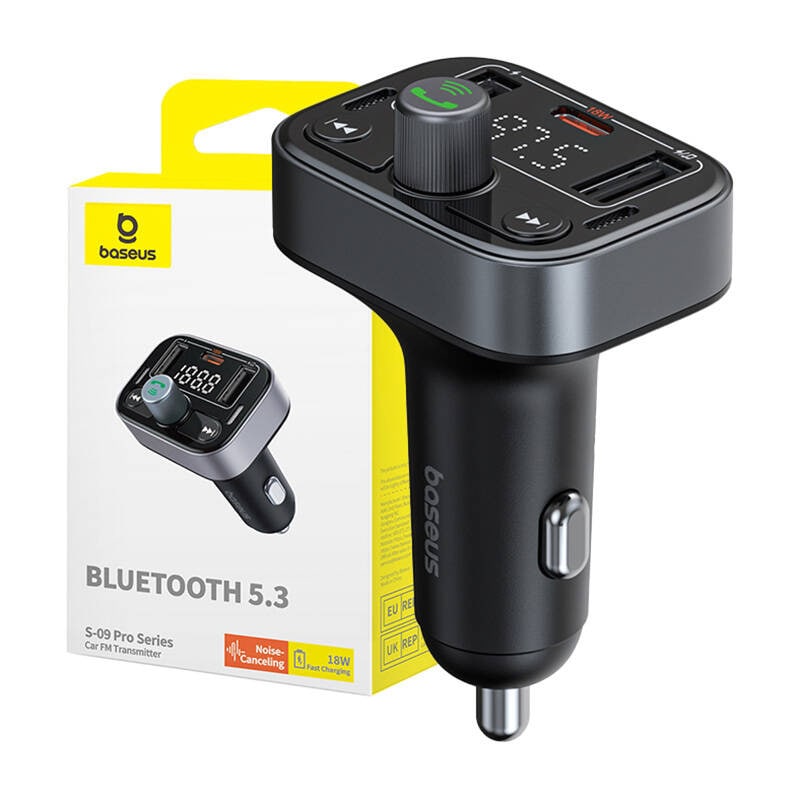 FM-sändare Baseus S-09 Pro, Bluetooth (svart)