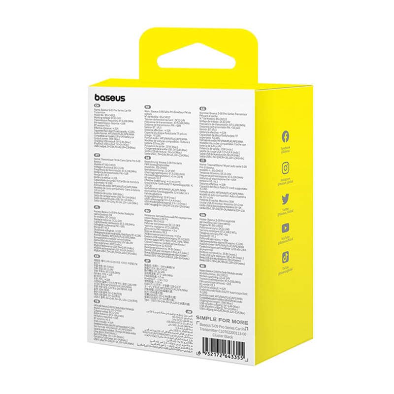 FM-sändare Baseus S-09 Pro, Bluetooth (svart)