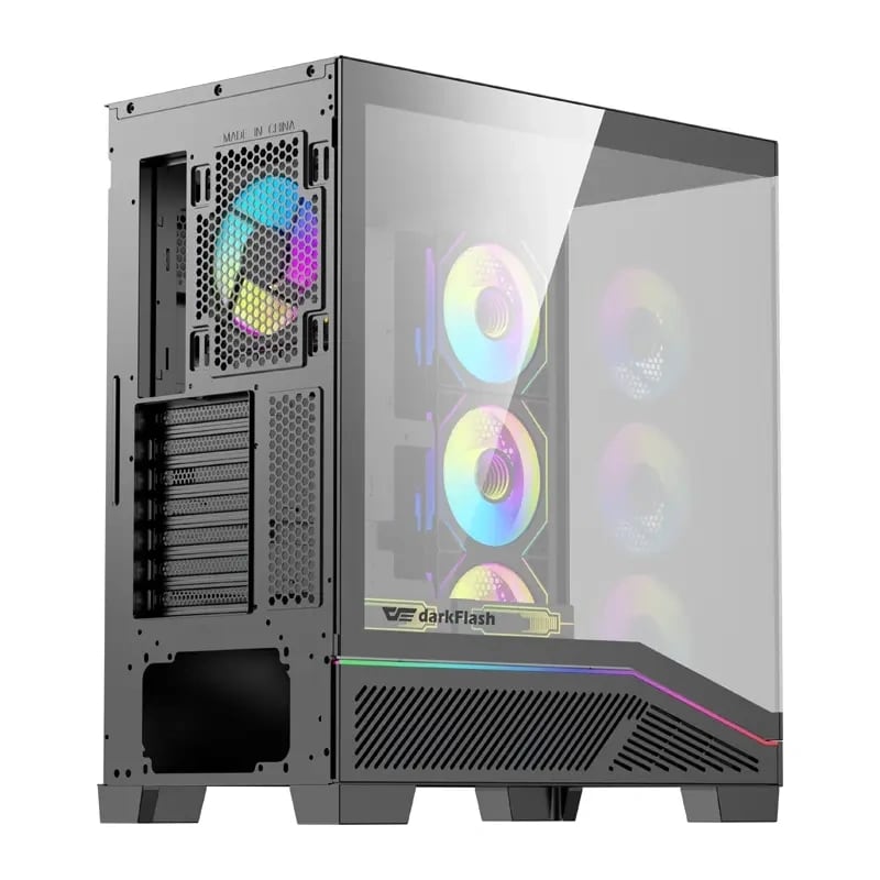 Datorchassi DarkFlash K430 + 6 fläktar (svart)