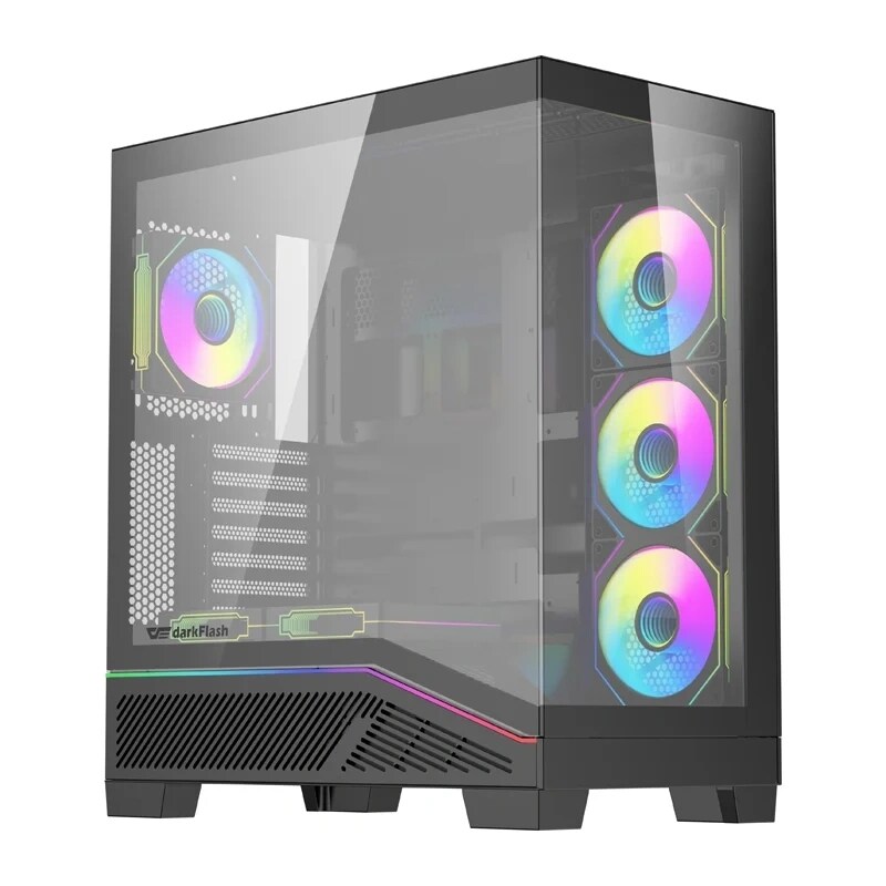 Datorchassi DarkFlash K430 + 6 fläktar (svart)