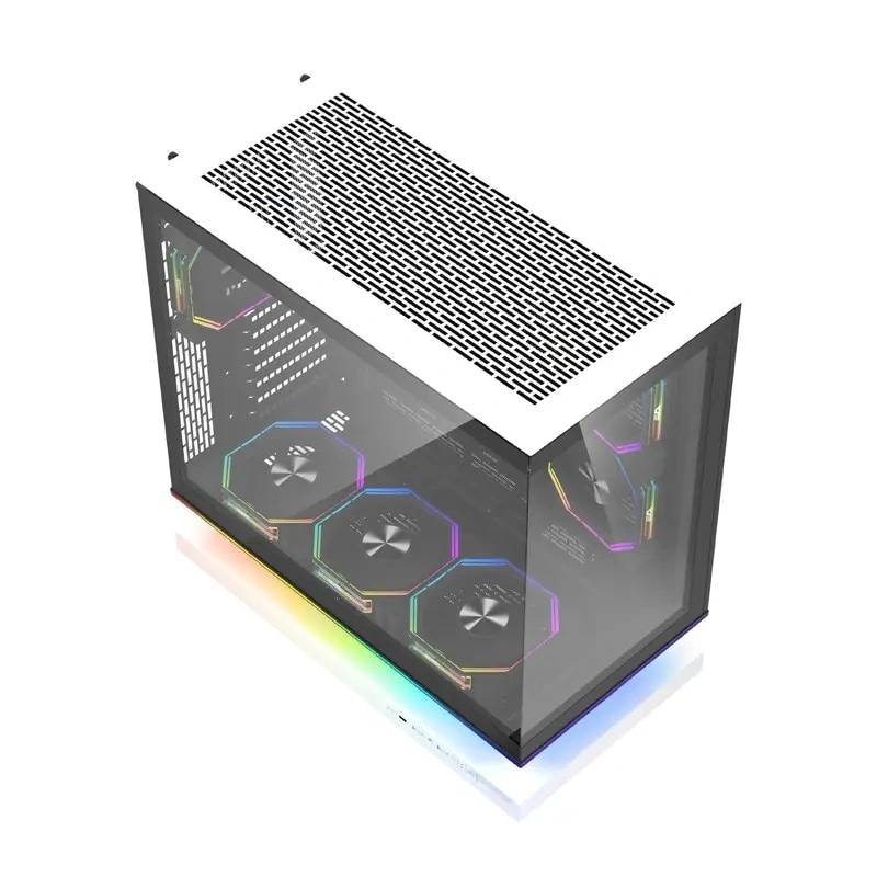 DarkFlash F1 ATX-datorchassi + 6 fläktar (vit)