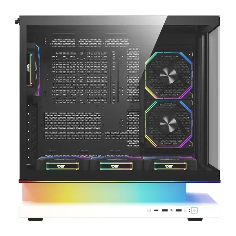 DarkFlash F1 ATX-datorchassi + 6 fläktar (vit)
