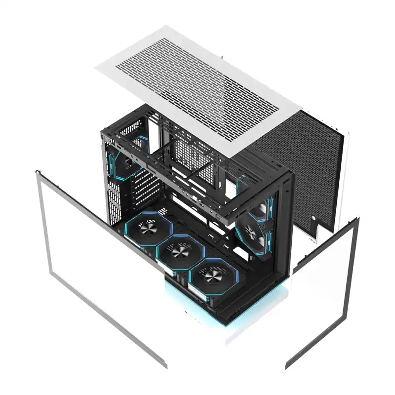 DarkFlash F1 ATX-datorchassi + 6 fläktar (vit)