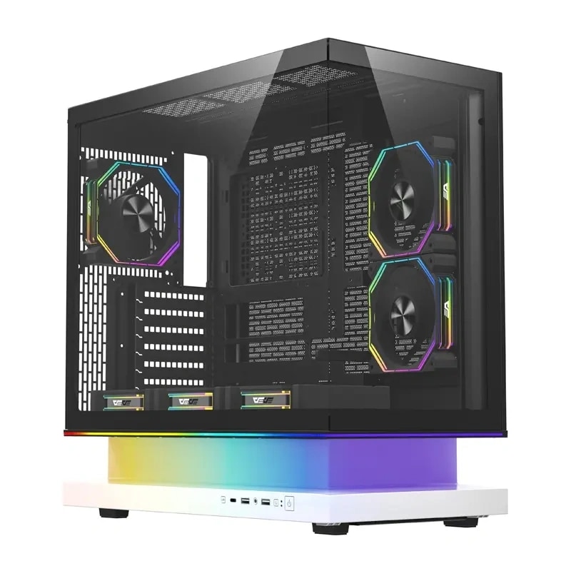 DarkFlash F1 ATX-datorchassi + 6 fläktar (vit)
