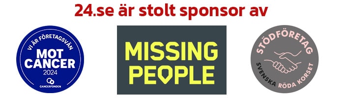 24.se sponsrar Cancerfonden, Missingp People och Svenska Röda Korset