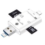 4i1 Minneskortläsare USB/Lightning/MicroUSB